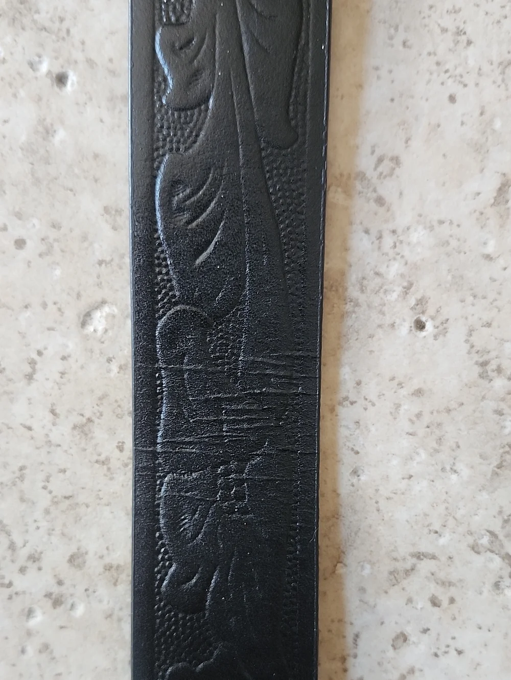 Nine West  Black Leather Belt with Silver Crystal Oval Buckle